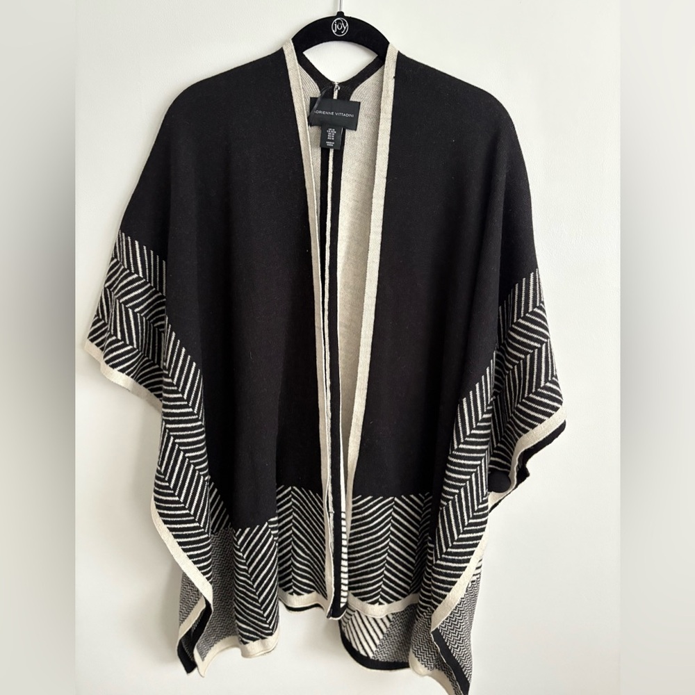 Adrienne Vittadini Black and Cream Striped Garment